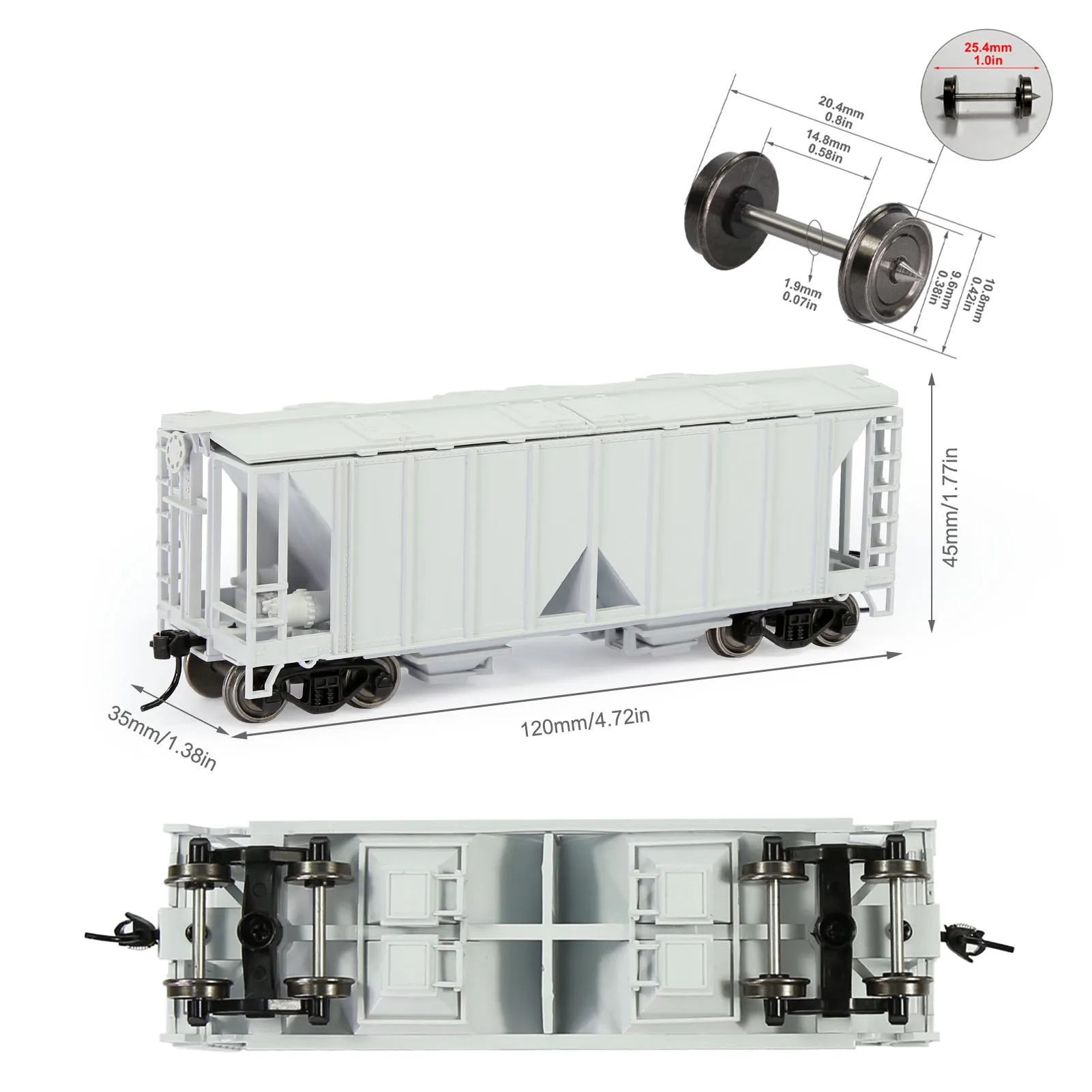 Evemodel Wagon 1 unità scala HO auto tramoggia coperta a 2 alloggiamenti modello 1:87 treni trasporto auto C8760