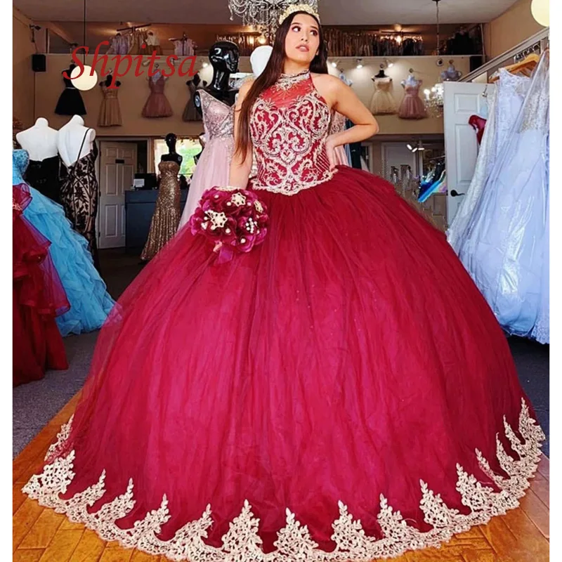 فساتين Quinceanera الفاخرة بورجوندي كبيرة الحجم ثوب حفلة تول حفلة تنكرية الأميرة فتاة طويلة حلوة 16 فستان حفلة موسيقية لمدة 15 عاما