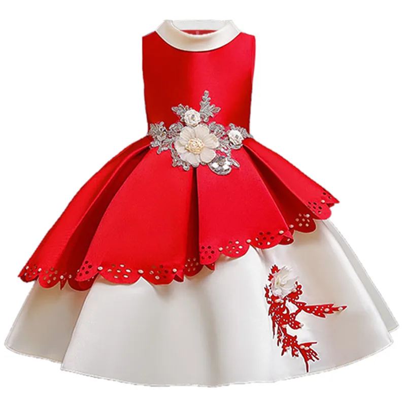 2021 Bridesmaid Dress Girls Embroidery Kids Dresses For Girls Costumes Elegant Party Princess Dress New Year Children clothing