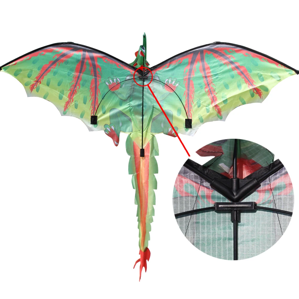 Professional Hot 140cm Stereo  Green  Gragon Kite / 3D Bird Kites With Handle & Line Good Flying