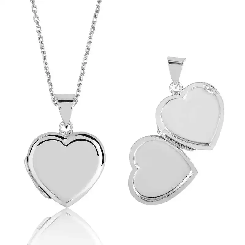 Silver Softcover Heart Necklace 925 Sterling Women Fine Jewelry Wedding Party Birthday Gift - Box- Pendant - Chain Choker - Female - Ladies - Fashion