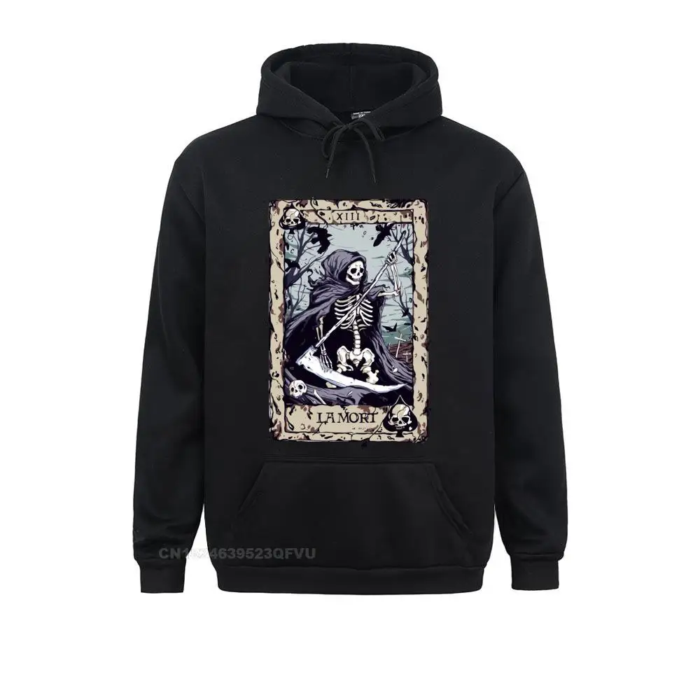 

Streetwear Death Tarot Hoodie Men Camisas Hombre Major Arcana Halloween Spooky Skeleton Creepy Tee Harajuku Pullover Hoodie