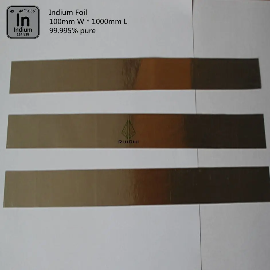 

Indium Foil 0.1*100*1000mm RUICHI 99.995% Pure Indium Foil Metal Sheet