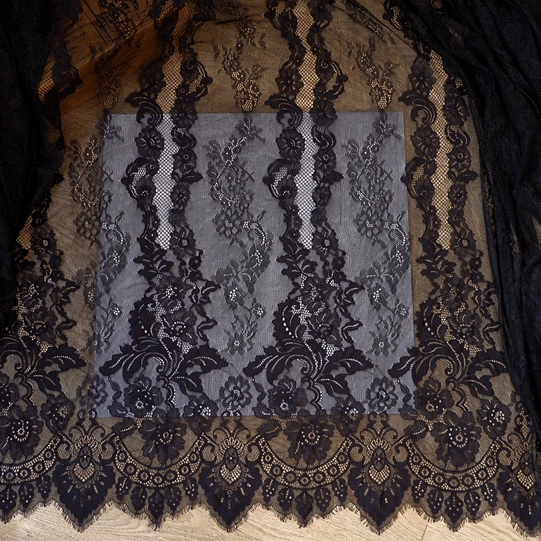 3meters long black and white strands eyelash lace lace fabric handmade diy tablecloth dress wedding dress fabric