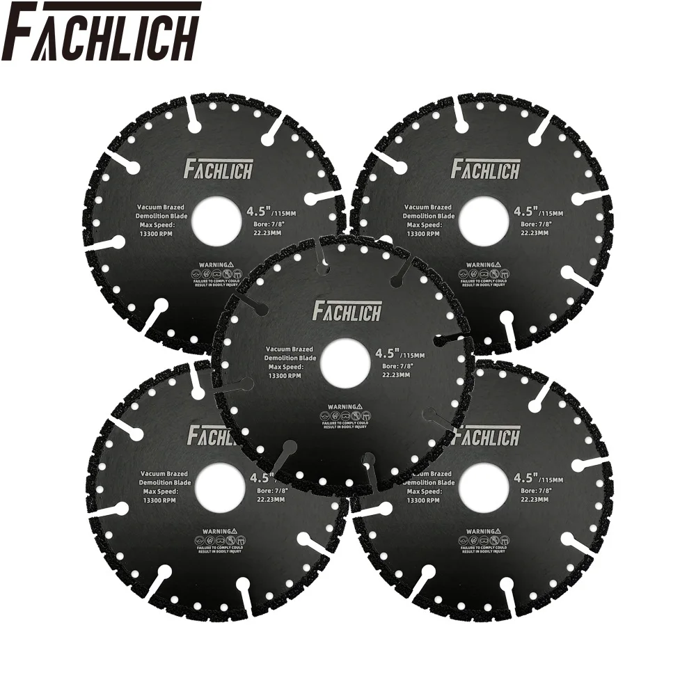 

FACHLICH 5pcs Diamond Cutting Blade for All Purpose Demolition Saw Blade One for all Disc Rebar Granite Marble Concrete