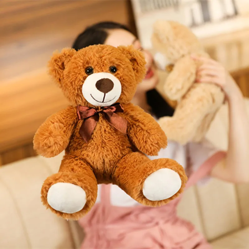 35CM Cute Colorful Bow Tie Bear Doll Plush Toy Hug Bear Doll Children Birthday Gift Pillow bear Home Living Room Bedroom