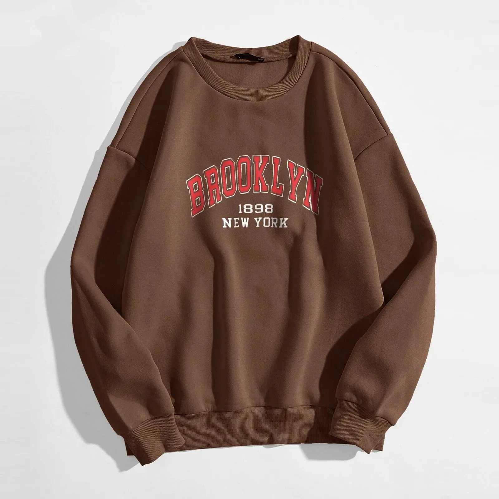 

Brooklyn Letter Print Women's Sweatshirts Women Loose Pullovers Top American Vintage Casual Loose Jumper 90s Aesthetic Moletom