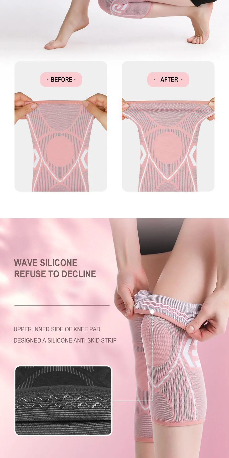 AOLIKES 1PCS Kniebandage Unterstützung für Arthritis Gelenk Nylon Sport Fitness Kompression Ärmeln Knieschoner Radfahren Laufen Schutz – Detail 9