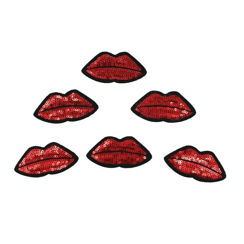 10pcs/lot Iron On Red Mouth Patches Diy Lip Stickers for women jeans coats Embroidery sewing Appliqued for lady clothes Badge