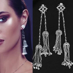 Missvikki Trendy Fashion Dangle Earrings Women Bridal Wedding Long Earrings Luxury Delicate Detachable Pendant Jewelry New Hot