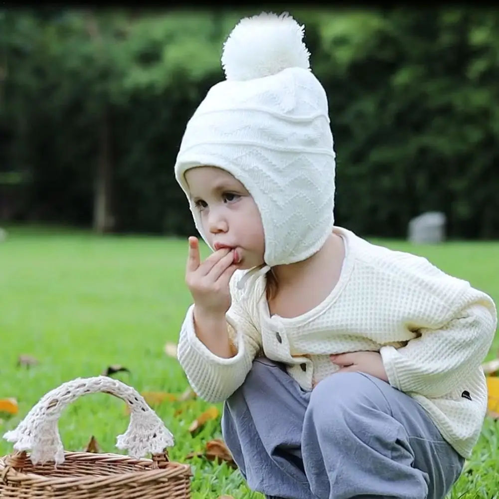 Ấm Áp Trẻ Em Dệt Kim Nón Với Tai Cánh Tà Thoáng Khí Cho Bé Nhiệt Mitten Mũ Bộ Chống Gió Trẻ Em Lông Cừu Nón Len 2 piec