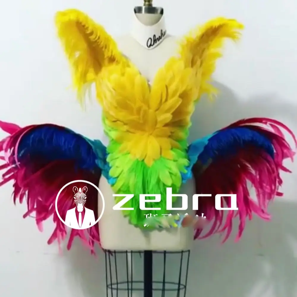 Dancer Wear Nightclub Female Singer Stage Dance Costume Sexy Gogo Colour Feather outfit