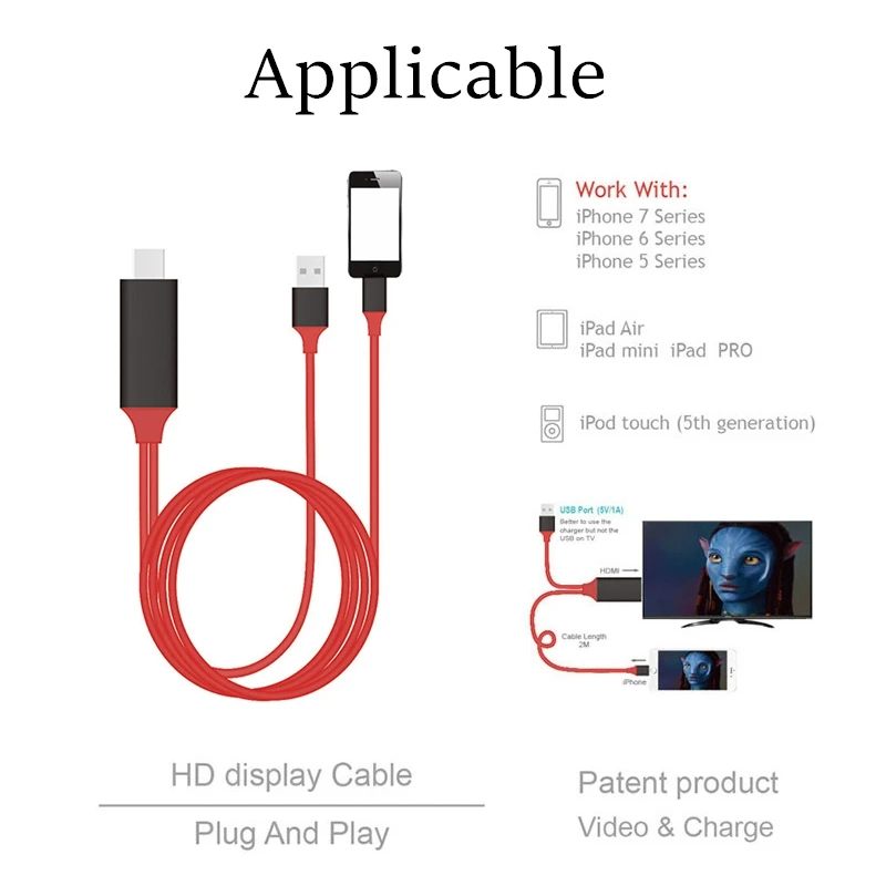 Cable HD adecuado para apple a HDMI, compatible con iPhone a HDMI, TV móvil, misma pantalla, fabricantes de cables de conversión
