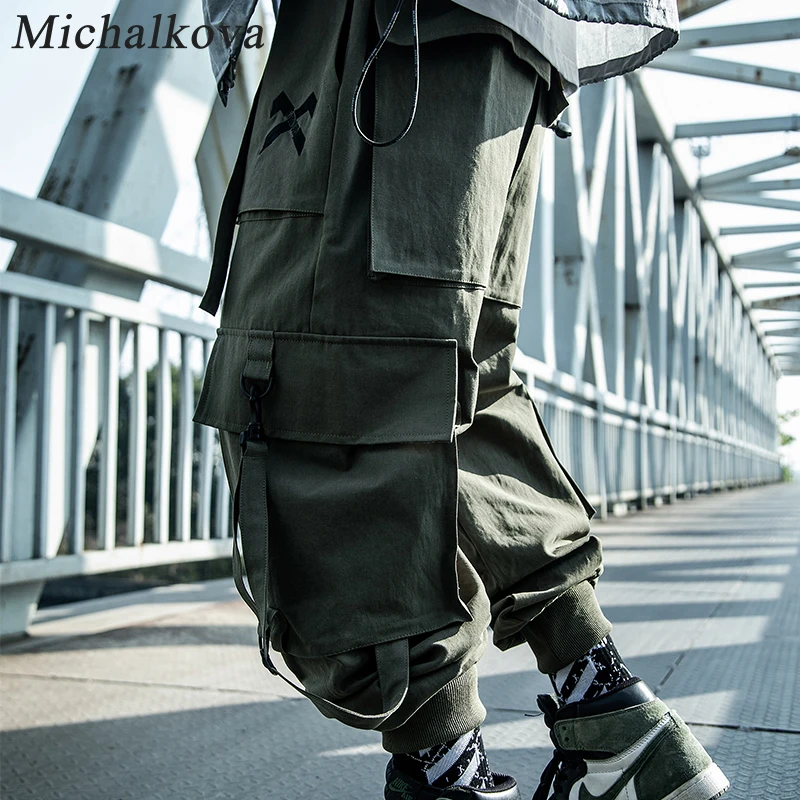 michalkova Paratrooper  Japanese military Male Black Joggers Mens hip hop Pockets Ankel Cargo Pants Men Streetwear Pants Casual