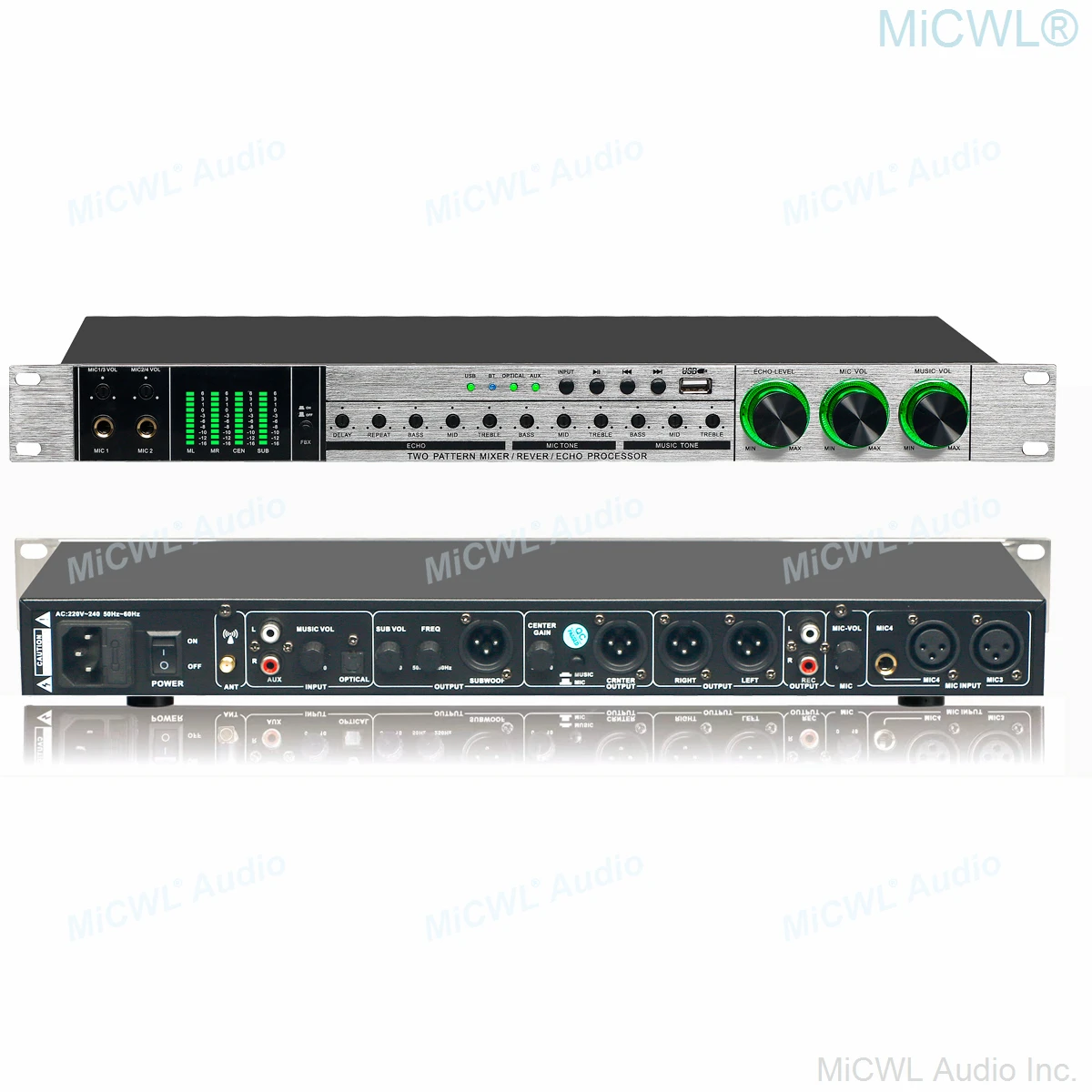 Высококлассный сценический КТВ, домашний DJ-караоке-микрофон, 5200 Вт, цифровой усилитель мощности, 9-канальный микшер, консоль, процессор аудиоэффектов