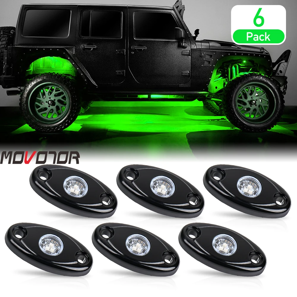 

MOVOTOR 6 PCS Led Rock Lights Waterproof Underglow Led Neon Lights For Car Truck ATV UTV Raptor RV Offroad Boat Trailer