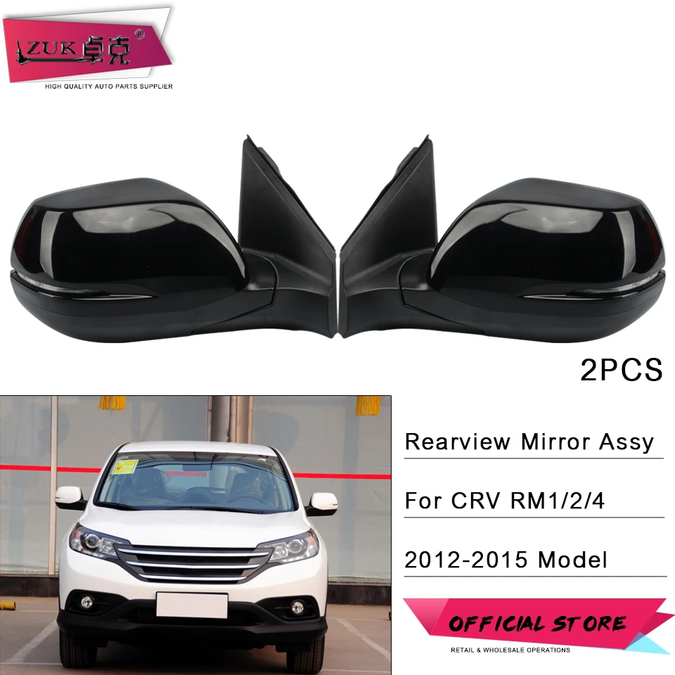 

ZUK 2PCS For HONDA CRV 2012 2013 2014 2015 RM1 RM2 RM4 Outer Door Rearview Mirror Assy 9-PINS With LED Heated Electric Folding