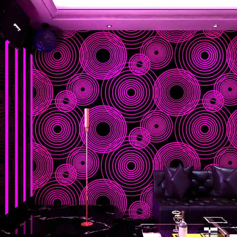 

Wallpaper 3D Wall Covering for KTV Disco Dance Hall Corridor 53cm x 9.5m Flashy Circle Red Yellow Blue Purple