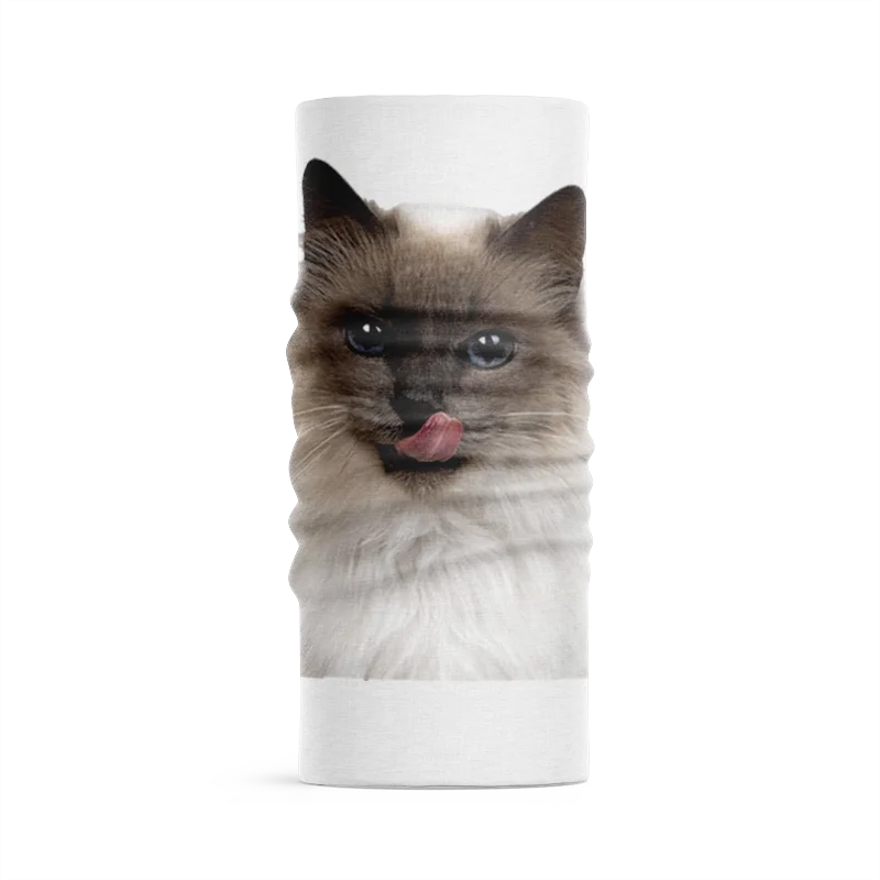 Novelty Design 3D Printed Women Headscarf Funny Animal Cat Face Bandana Cartoon Kitten Soft Tubular Headdress Handkerchief Buffe