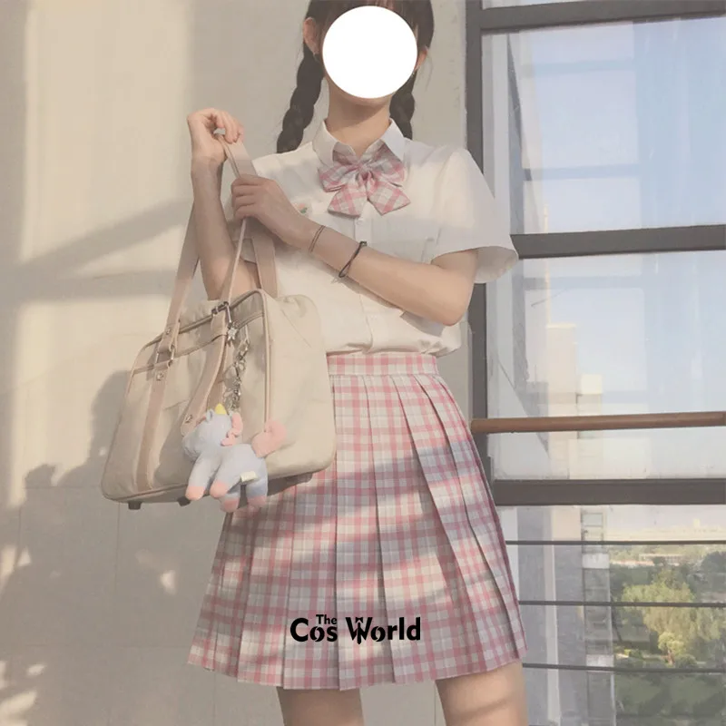 [Sakura] Girl's Women's Japanese Summer High Waist Pleated Plaid Skirts For JK School Uniform Students Cloths