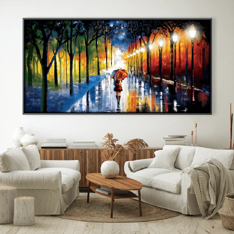 Abstract Color Rainy Stroll  Canvas Prints And Posters Wall Art Canvas Paiting Wall Pictures For Living Room Home Décor