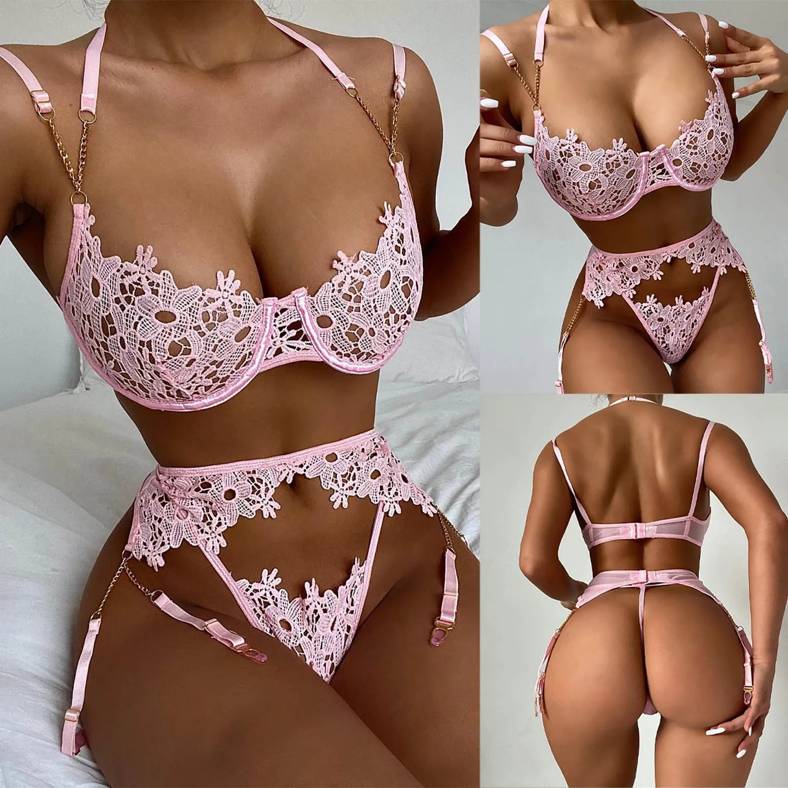 sexy raunchy lingerie Kinky Lingerie Sex: Real-World Review of the Sensual Fetish Bowknot Lingerie  Set main image 1