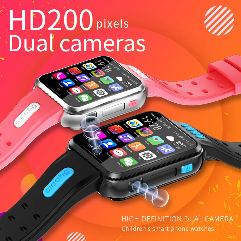 4G Children\'s Smart Watch Android 9.0 Boys Girls Dual Cameras Photo GPS Location Phone Wifi Internet APP Download Call Recording