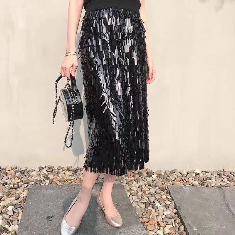 マーウィン-女性のためのスカート,秋,冬,スパンコール,ファッショナブル,膝丈,セクシー,クラブ,クリスマス,新しいコレクション