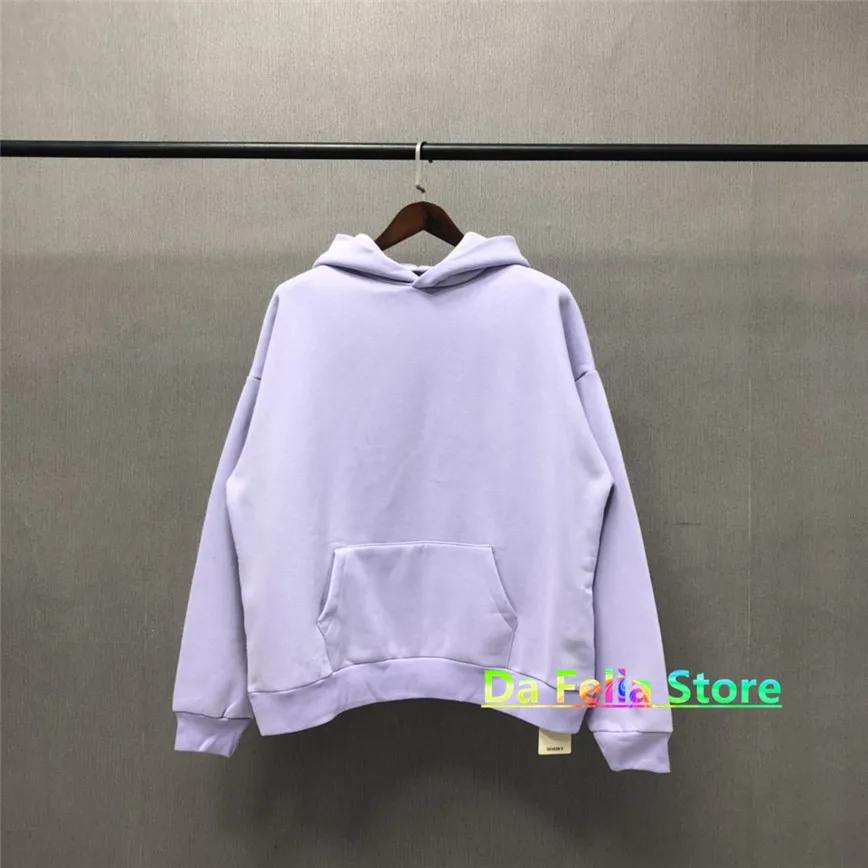 Light Purple Season 6 Hoodie 2020 Kanye West Hoodies Oversize Cotton Lining Plus Velvet Season Series Pullovers Solid Sweatshirt