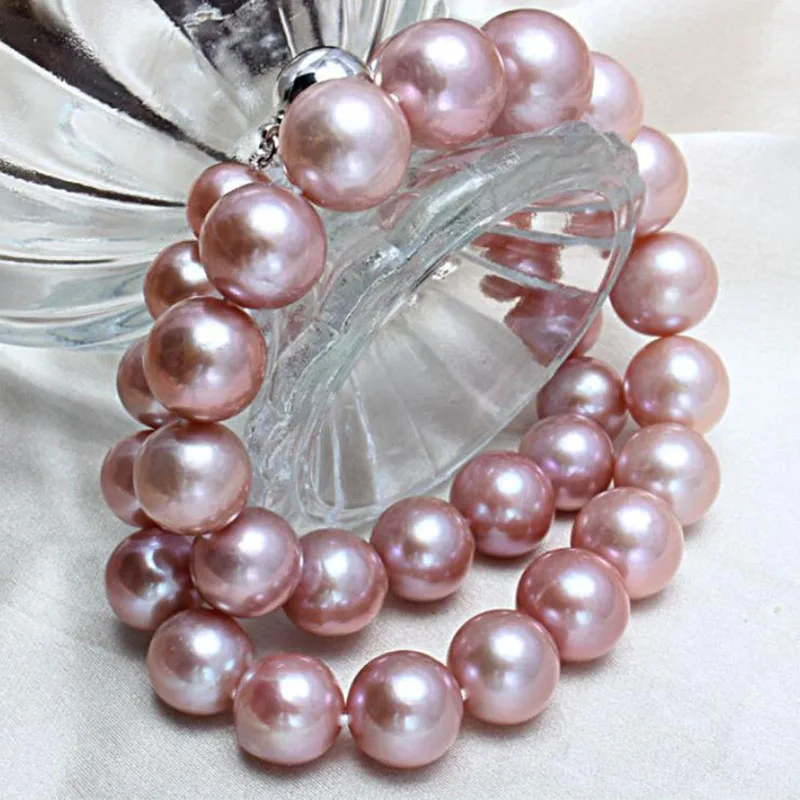 elegant AAA 12-13mm south sea round lavender pearl necklace 18inch