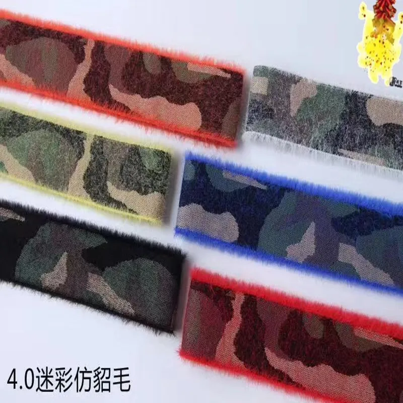 

4cm camouflage imitated mink hair elastic ribbon, fluff elastic band,XERY190929A