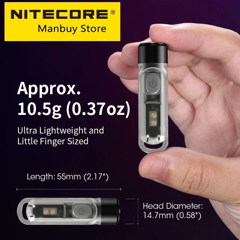 Original NITECORE Tiki UV Keychain Light EDC 1000mw   White Warning Flashing USB Rechargeable Flashlight Build in Battery