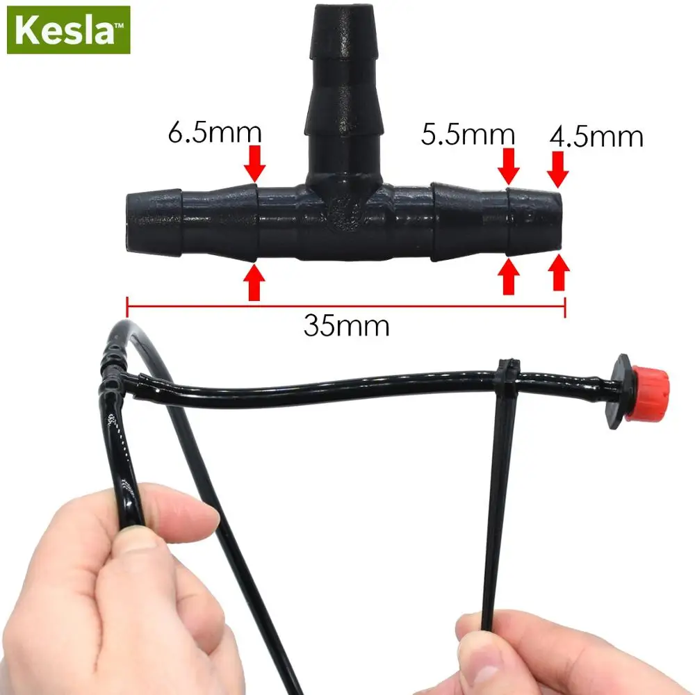 KESLA 20-50PCS Plastic Dripper Watering Growing Tee 1/4 Inch Hose Connector Joint Hose Outdoor Irrigation Tools for 4mm/7mm Hose