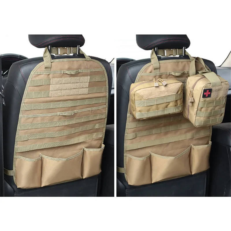 Tactical Universal Car Seat Organizer Molle Backseat Auto Accessories Storage Bag Vehicle Seat Back Protector Panel