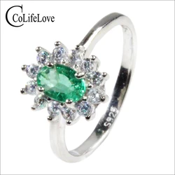 CoLife Jewelry Classic Engagement Ring for Woman 4*6mm Natural Emerald Ring 925 Silver Emerald Ring for Daily Wear