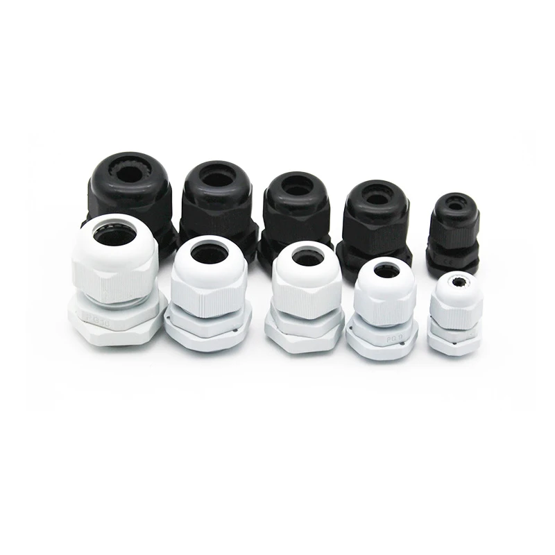 10Pcs Waterproof Cable Gland Nylon Joint IP68 PG7 For 3-6.5mm Plastic Black White PG13.5 Cable Locking Connector PG7 PG19 PG11