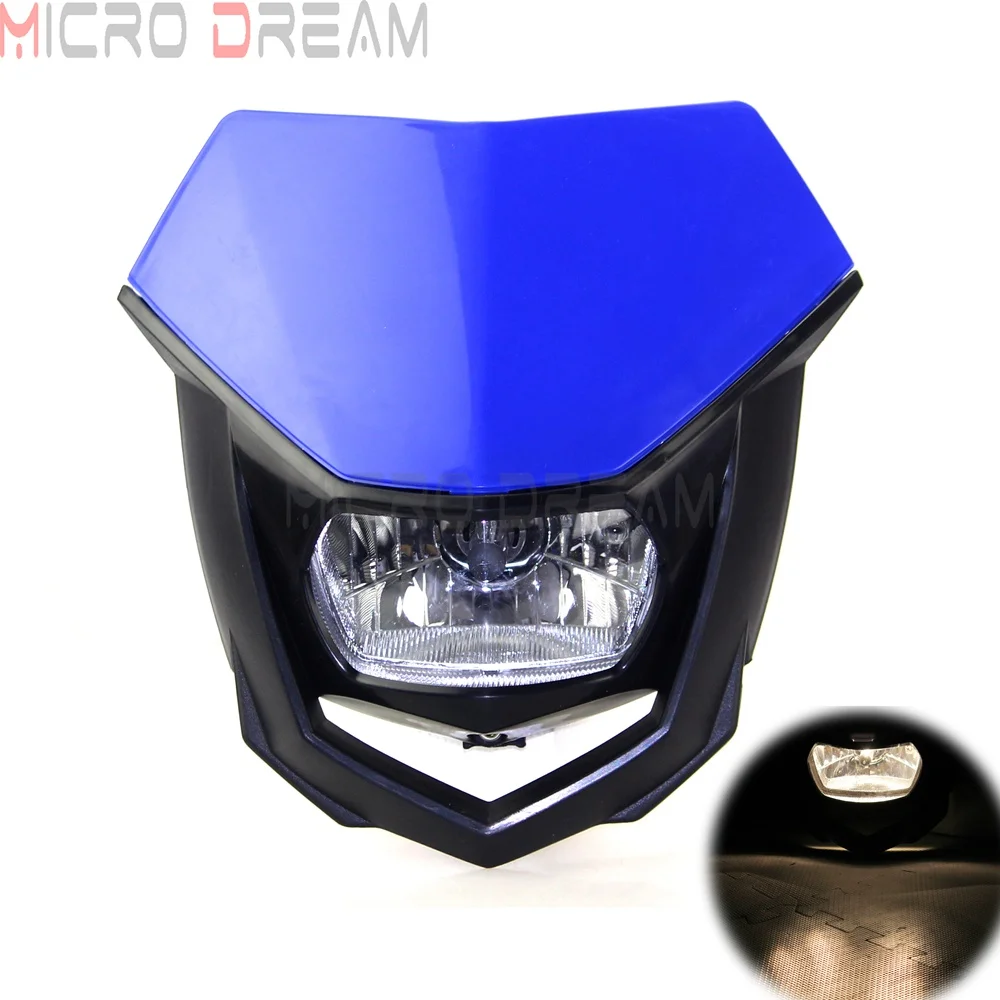 13 Colors Universal 12V H4 Headlight Fairing Motocross Enduro Supermoto Dirt Bike Head Light Mask For Honda Yamaha Kawasaki