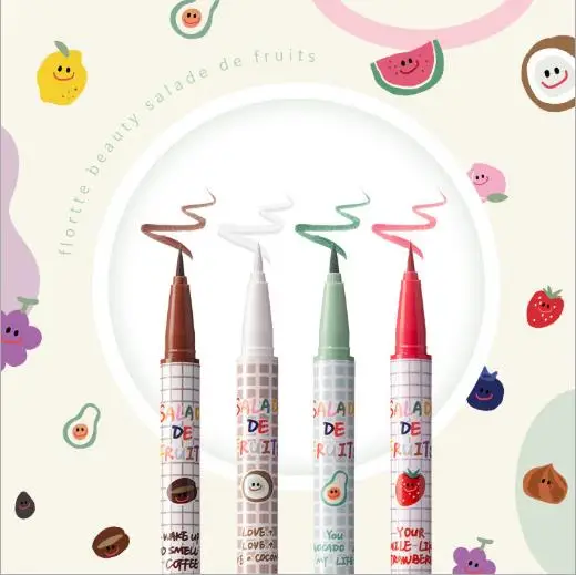 FLORTTE Fruit Salad Series Color Waterproof Liquid Eyeliner Long-lasting and Non-smudging Easy to Wear Eye Makeup Cosmetics