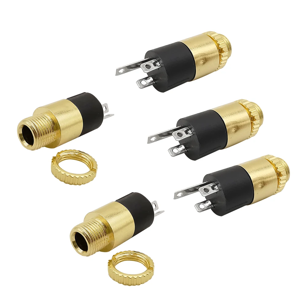 5Pcs PJ-392 3.5mm Headphone Socket 3 Pin Audio Video Connector 3.5mm Stereo Audio Female Plug Socket with Screw