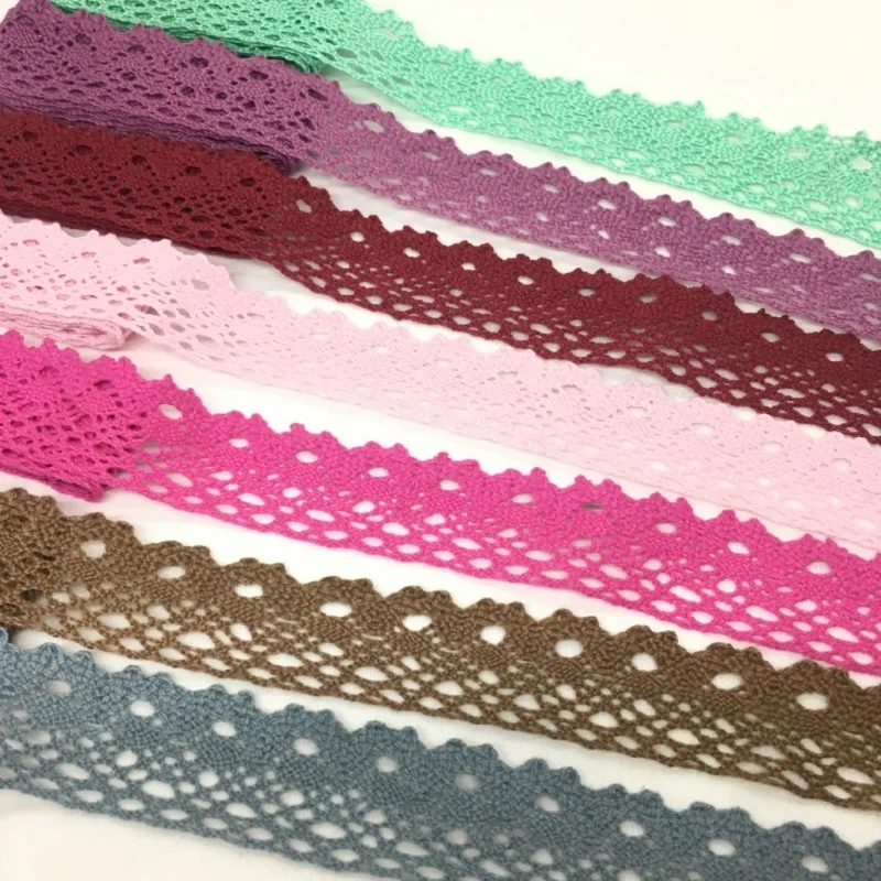 2Yards 1-6cm Crocheted Webbing Cotton Lace Trims for Handmade DIY Sewing Garments Accessories Wedding Deco Gift Floral Packing