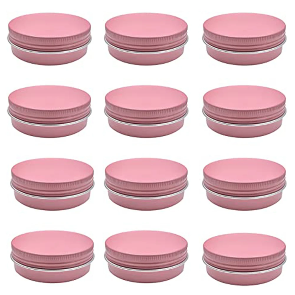 

50pcs/lot 0.5oz 1oz 2oz Metal Round Tins Aluminum Empty Pink Candle Jars with Screw Lid for Salve, Spices or Lip Balm Cosmetics