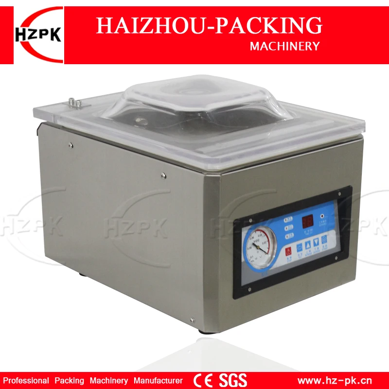 HZPK Stainless Stee Chamber Coffee Nut Plastic Bags Sealing Kitchen Food Automatic Commercial Small Vacuum Packing Machine DZ260