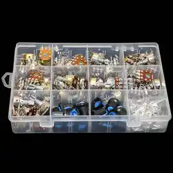 Kit de potenciómetro estéreo de doble banda Wh148, juego de potenciómetro individual, Tuercas de eje, 1k, 5k, 10k, 20k, 50k, 100k, 500k, 1m, 45 Uds.