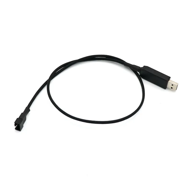 Angitu-Cable adaptador de corriente de velocidad completa, 12V/5v, aumento de voltaje, USB a 3 pines/4 pines, funda para ventilador de PC, 60 cm