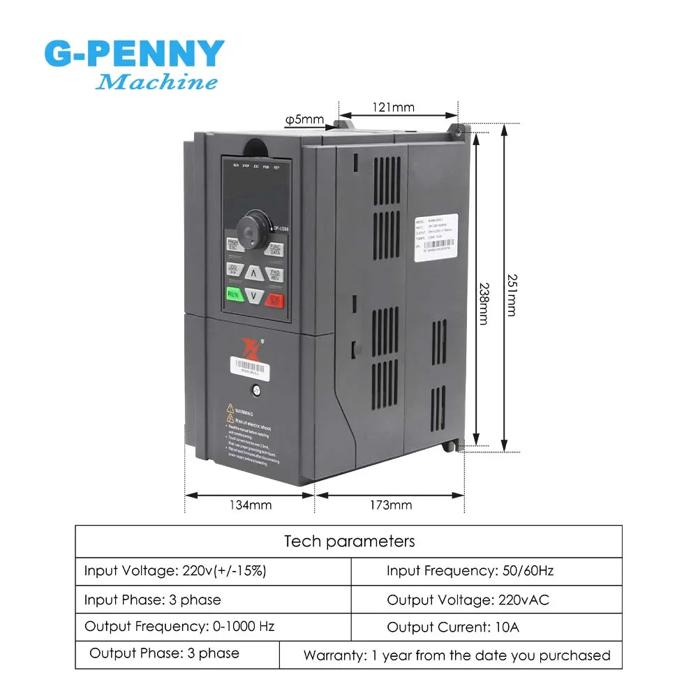 G-Penny 2.2kw Metal Working Spindle Kit Water Cooled ER20 800Hz Pole=4 D=80mm Frequency Drive For Metal,Iron,Stainless Steel