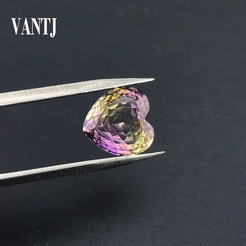 

VANTJ Natural Ametrine Loose Gemstone Heart Bird Nest Cut for Silver Gold Mounting DIY Decoration Fine Jewelry