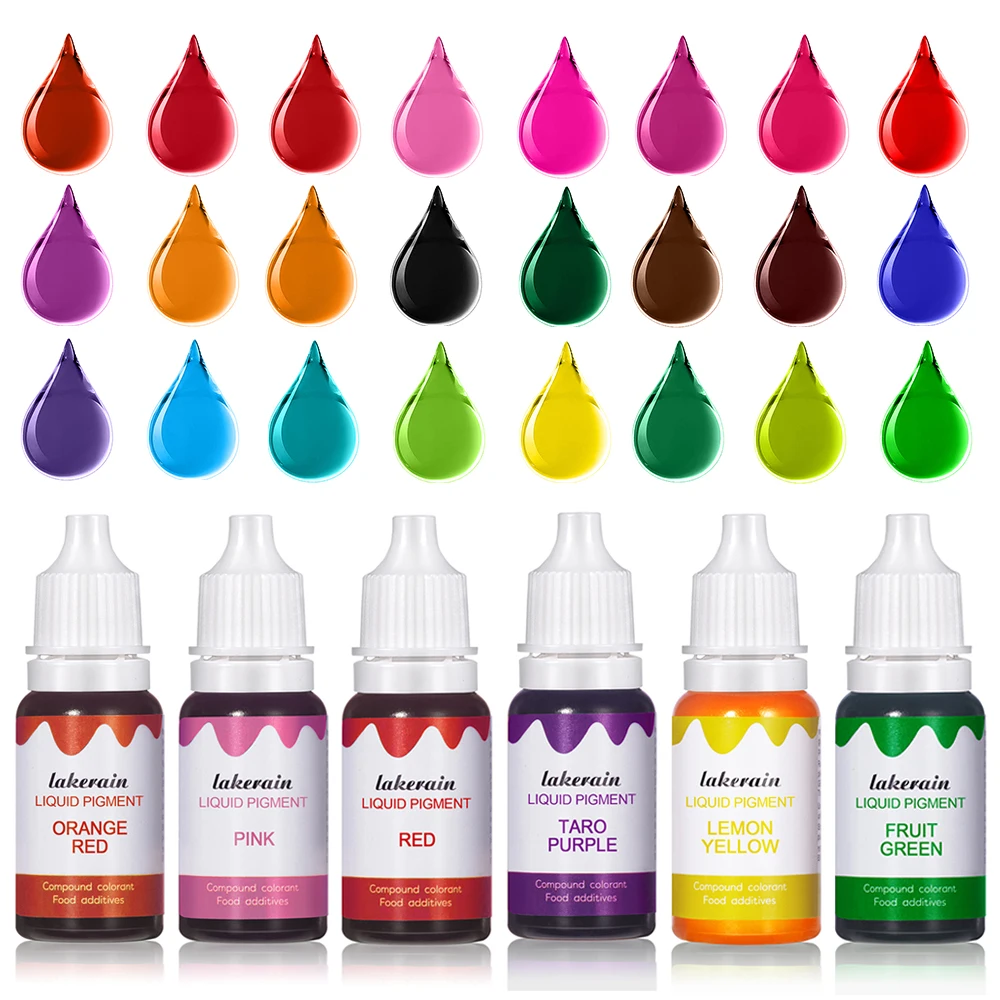 24 Colors Liquid Pigment Diffusion Pigment Handmade Epoxy Resin Pigment Liquid Dye Ink Lip Gloss Lipstick DIY Cake Candy Making