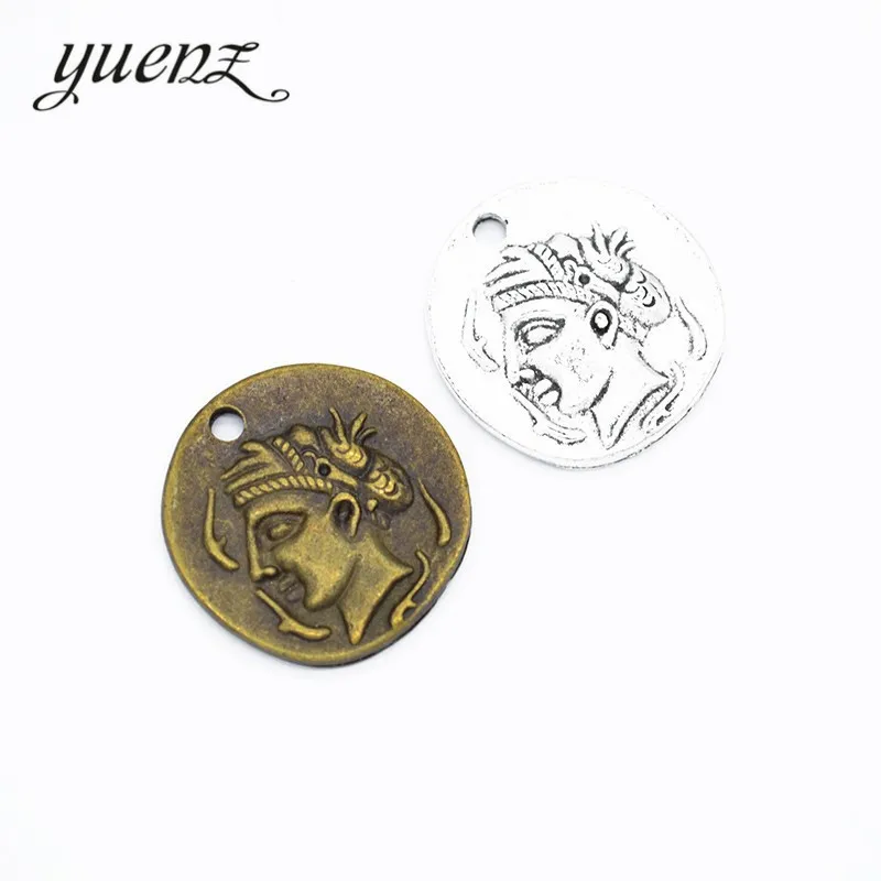 YuenZ 3pcs Antique silver color charms metal Round Human head pendant diy jewelry necklace 25*24mm I1111