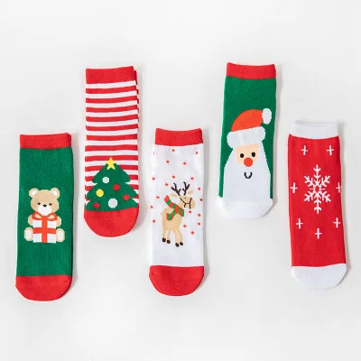 5 pairs Christmas cotton Socks Merry Christmas Decorations For Home Cristmas Ornaments Xmas 2020 New Year Decor Gift