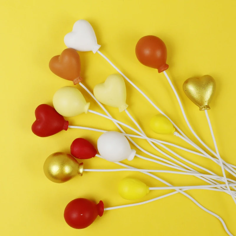 Cake decoration plug-in high-grade gold silver yellow blue purple pink ball love cake furnishings baking round ball Cake Topper